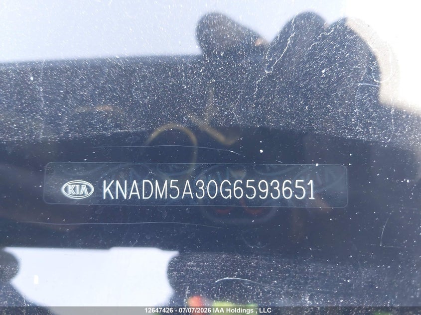 2016 Kia Rio Lx VIN: KNADM5A30G6593651 Lot: 12647426