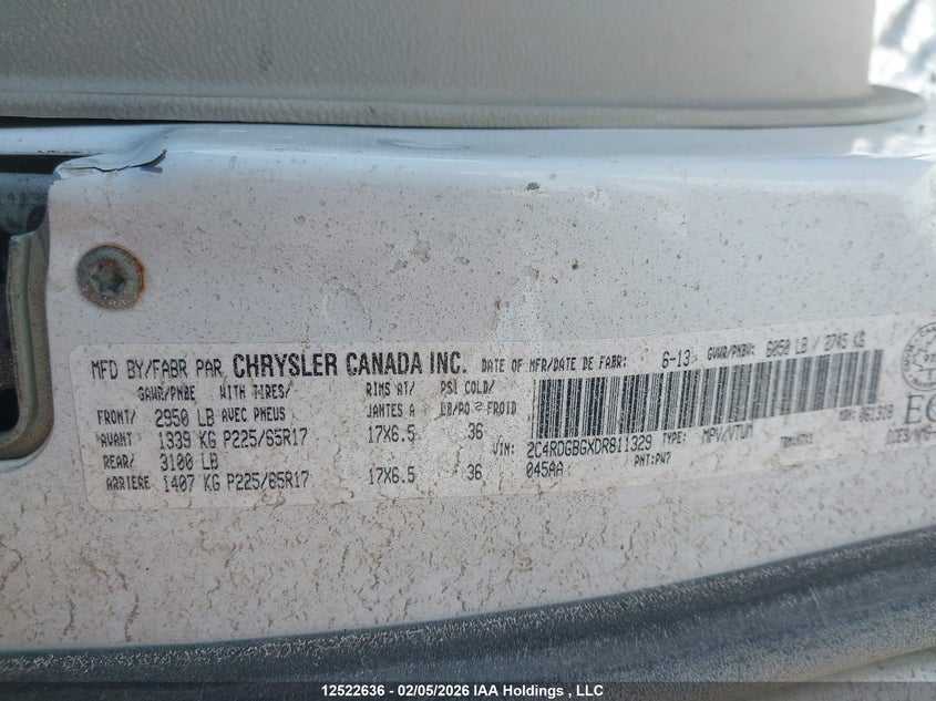 2013 DODGE GRAND CARAVAN SE VAN 3.6L V-6 DOHC, VVT, 283HP