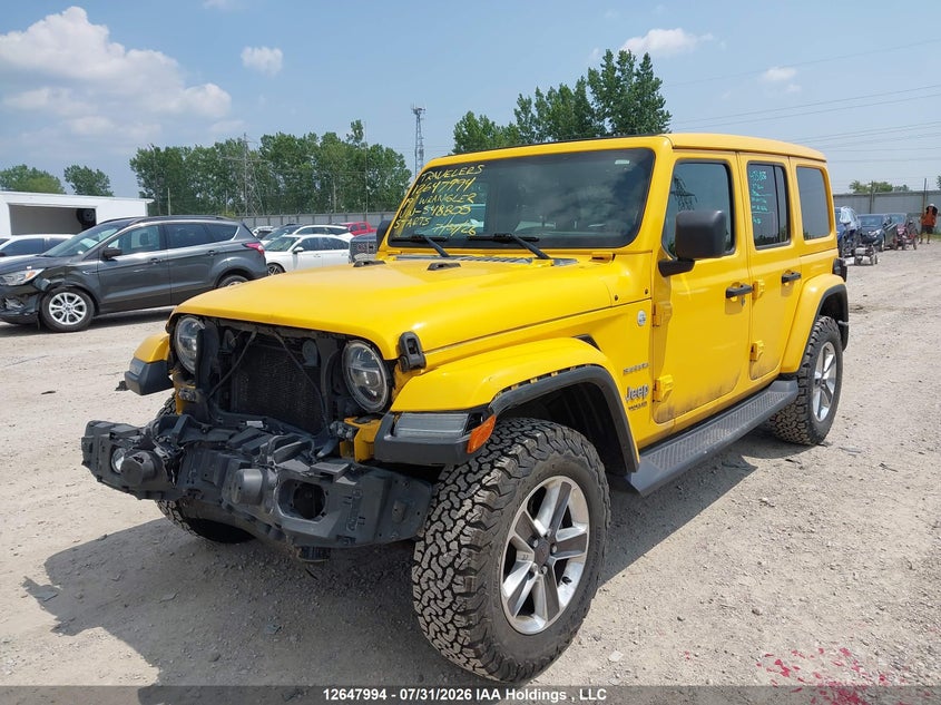 2019 Jeep Wrangler Unlimited Sahara, Удар спереди, IAAI, VIN 1C4HJXEGXKW548800 — фото 2