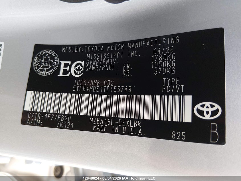 2026 TOYOTA COROLLA SEDAN 2.0L I-4 DI, DOHC, VVT, 169HP
