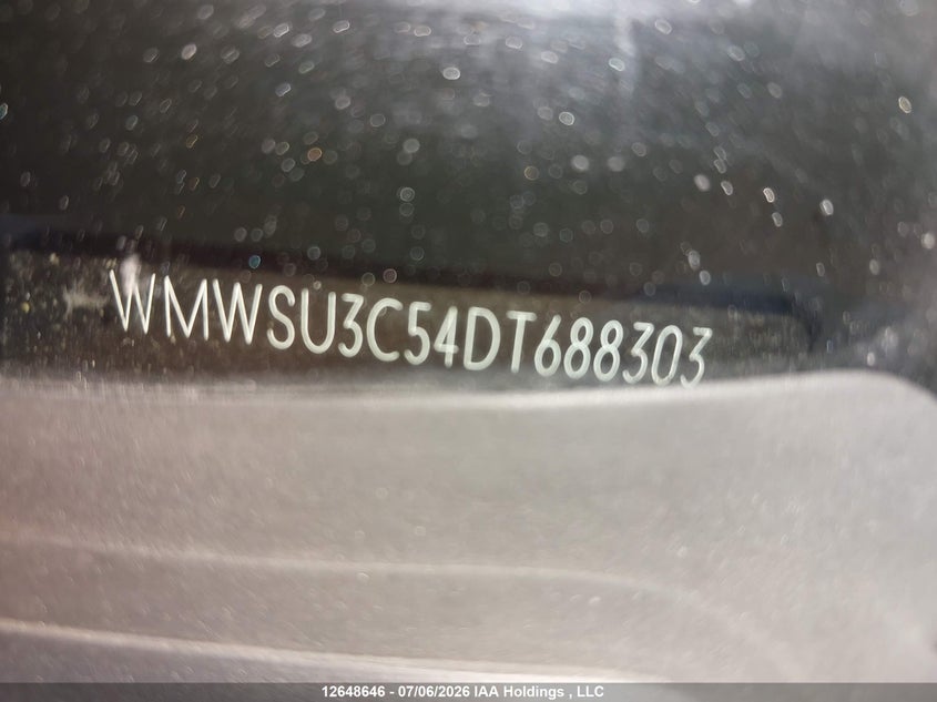 2013 Mini Hatch Cooper VIN: WMWSU3C54DT688303 Lot: 12648646