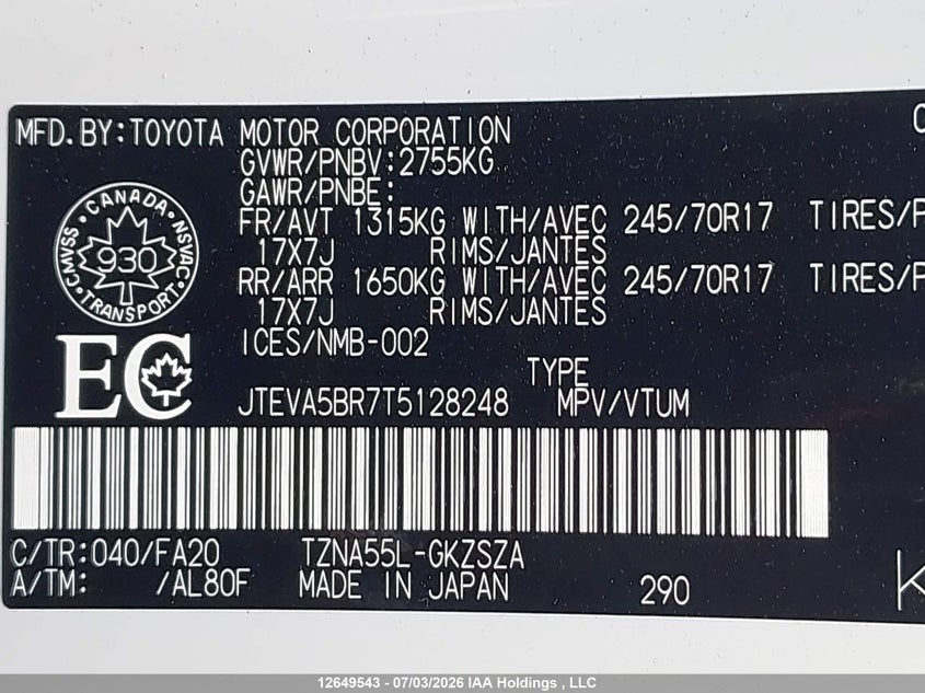 2026 TOYOTA 4RUNNER SPORT UTILITY VEHICLE 2.4L I-4 DI, DOHC, VVT, TURBO, 278HP