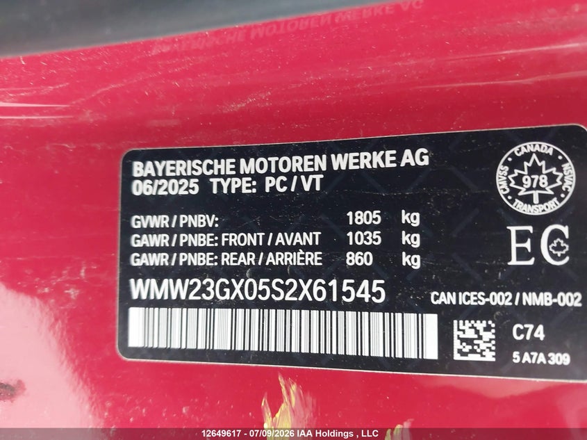 2025 MINI CONVERTIBLE CABRIO 2.0L I-4 DI, DOHC, VVT, TURBO, 201HP