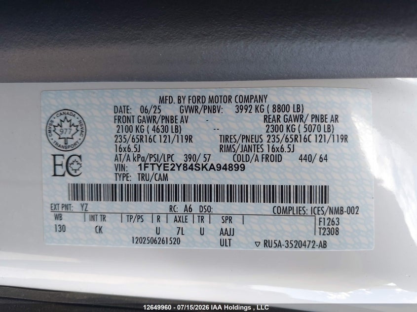 2025 FORD TRANSIT-150 CARGO VAN 3.5L V-6 DI, DOHC, VVT, 275HP