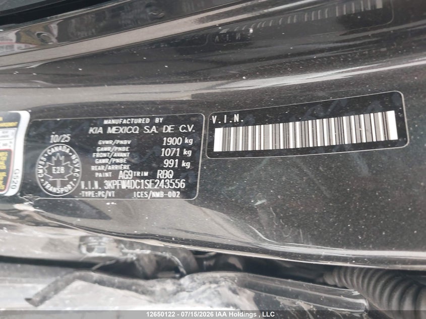 2025 KIA K4 SEDAN 1.6L I4 FI DOHC 16V NF4