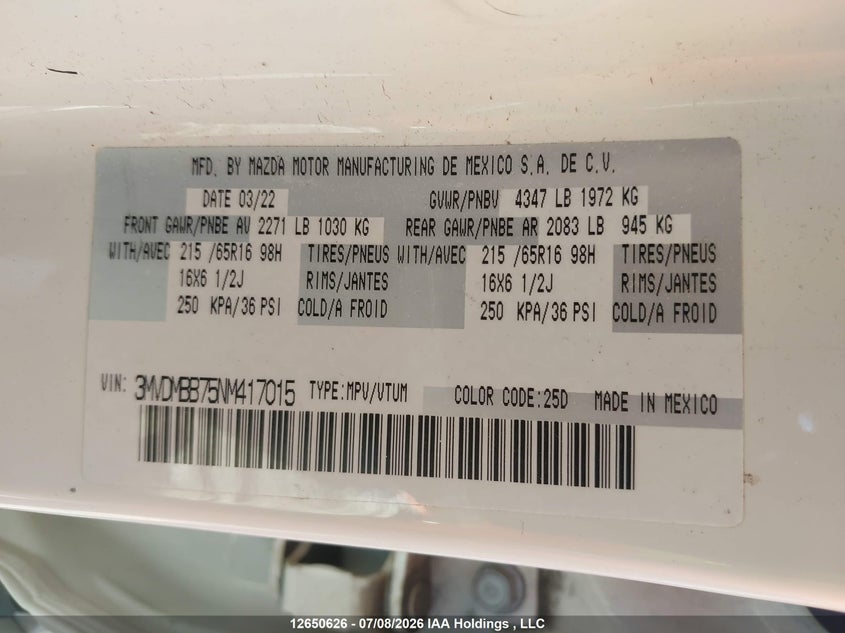 2022 MAZDA CX-30 WAGON 2.0L I-4 DI, DOHC, VVT, 155HP
