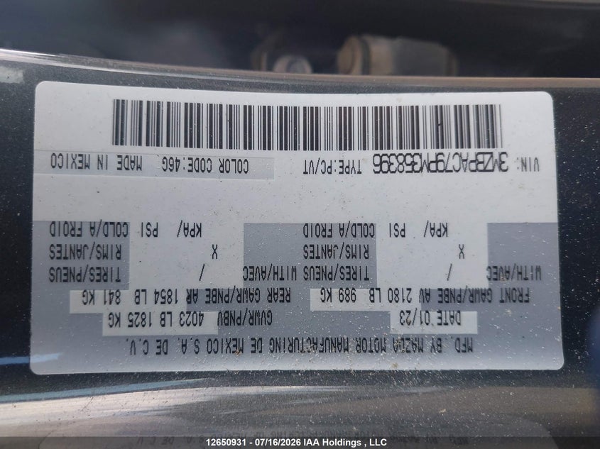2023 Mazda Mazda3 Gs VIN: 3MZBPAC79PM358396 Lot: 12650931