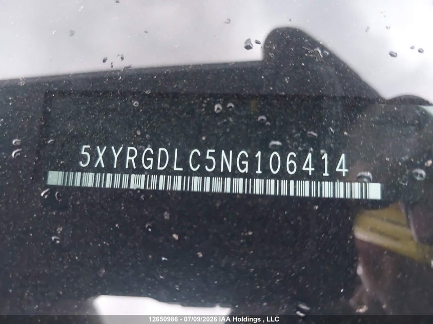 2022 Kia Sorento 2.5L Lx Premium/2.5L Lx+ VIN: 5XYRGDLC5NG106414 Lot: 12650986