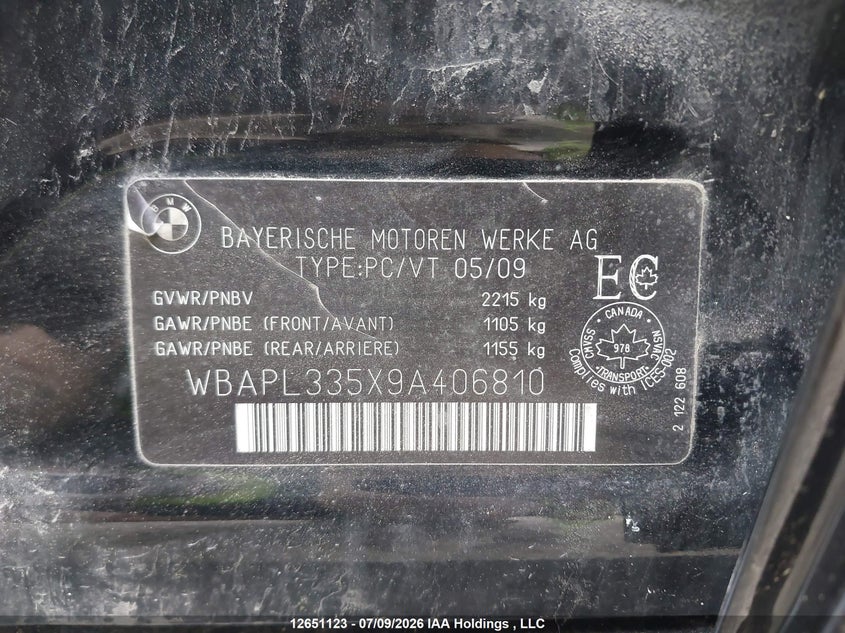 2009 BMW 3ER SEDAN 3.0L I6 FI DOHC 24V F4