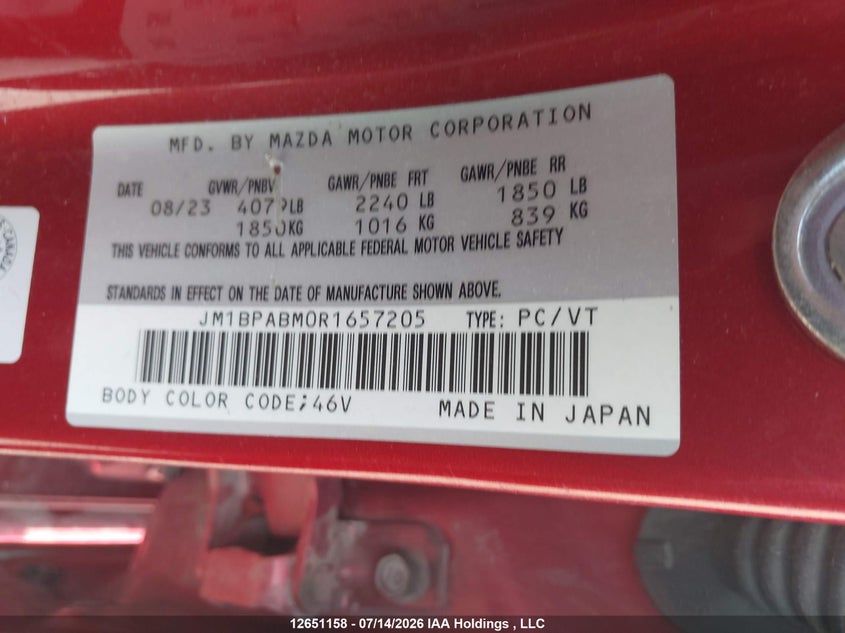 2024 MAZDA 3 SEDAN 2.5L I-4 DI, DOHC, VVT, 191HP