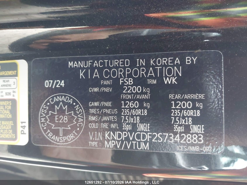 2025 Kia Sportage VIN: KNDPVCDF2S7342883 Lot: 12651292