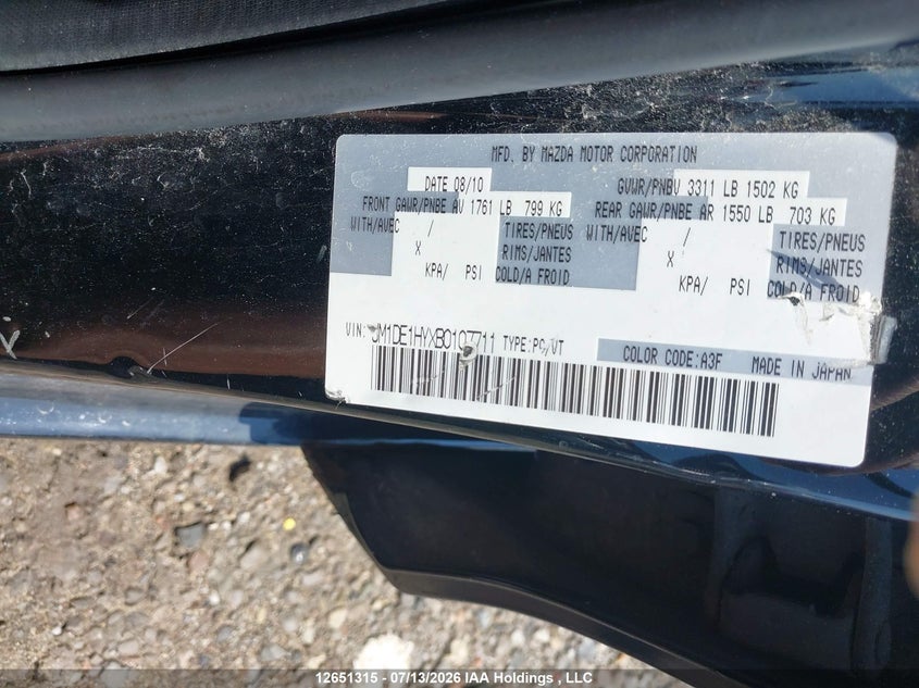 2011 Mazda 2 VIN: JM1DE1HYXB0107711 Lot: 12651315