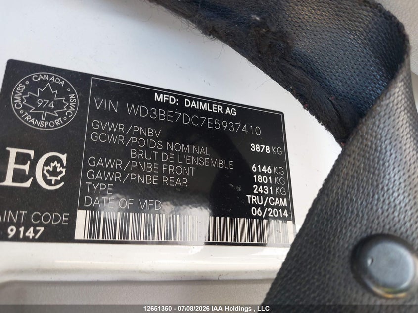 2014 MERCEDES-BENZ SPRINTER VAN 2.1L I4 FI DOHC 16V NF4