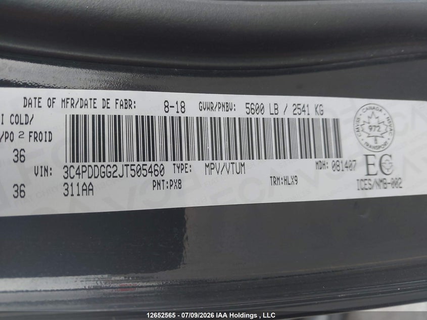 2018 DODGE JOURNEY SPORT UTILITY VEHICLE 3.6L V6 FI DOHC 24V NF4