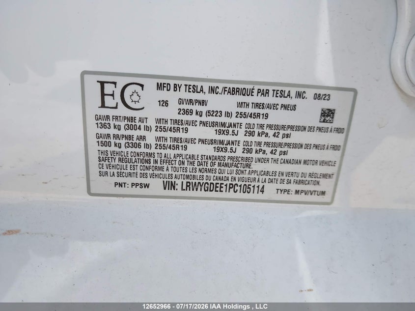 2023 TESLA MODEL Y SPORT UTILITY VEHICLE ELECTRIC