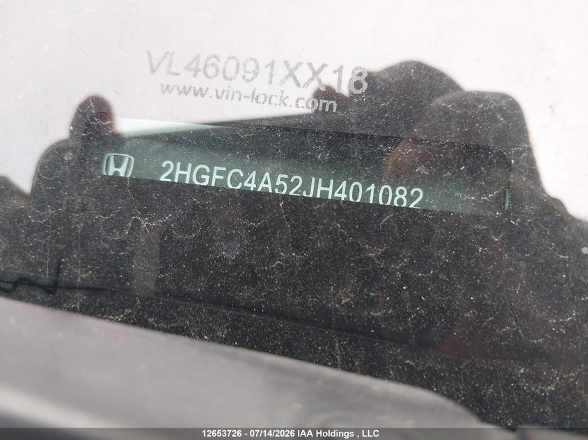 2018 HONDA CIVIC SEDAN 2.0L I-4 DOHC, VVT, 158HP