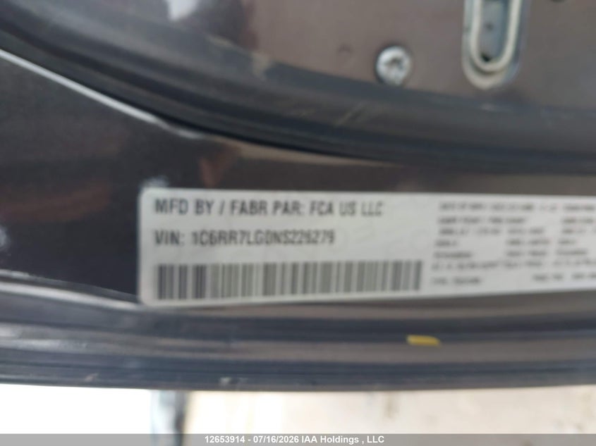 2022 Ram 1500 Classic Slt VIN: 1C6RR7LG0NS226279 Lot: 12653914