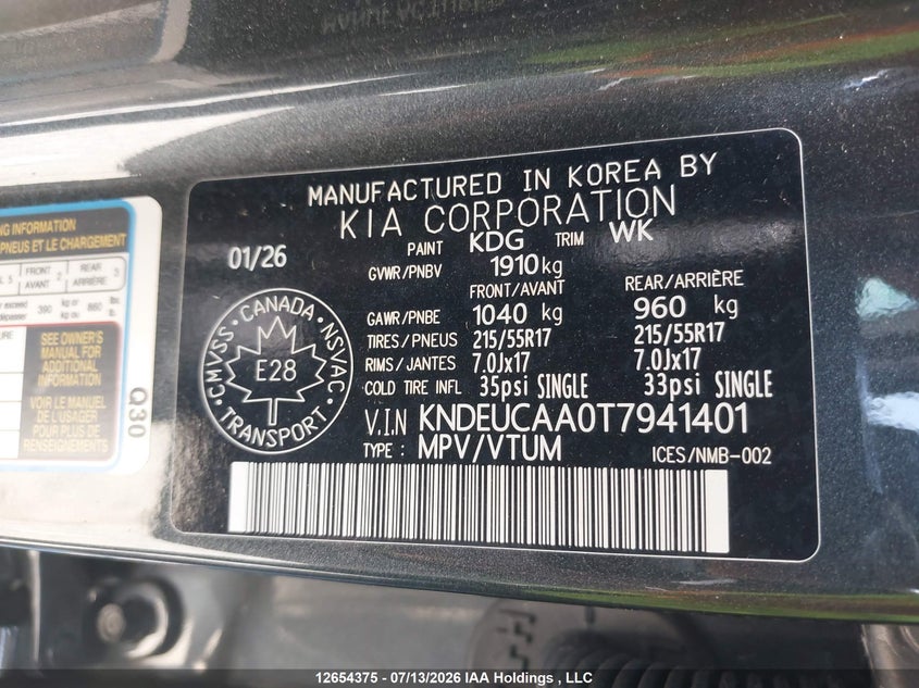 2026 Kia Seltos S VIN: KNDEUCAA0T7941401 Lot: 12654375