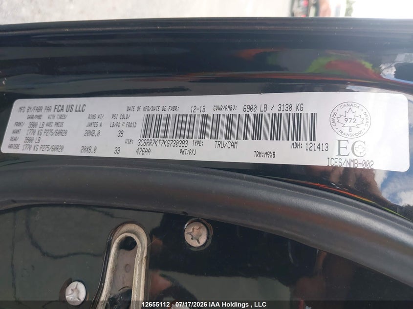 2019 RAM 1500 PICKUP 5.7L V8 FI DOHC 24V NF4