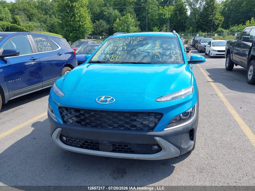 2022 Hyundai Kona Preferred Awd With Sun And Leather Package VIN: KM8K6CAB1NU894319 Lot: 12657217