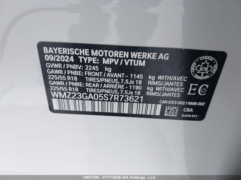2025 MINI MINI COOPER COUNTRYMAN SPORT UTILITY VEHICLE 2.0L I4 FI DOHC 16V NF4
