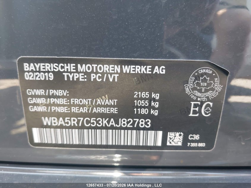 2019 BMW 3ER SEDAN 2.0L I-4 DI, DOHC, VVT, TURBO, 255HP
