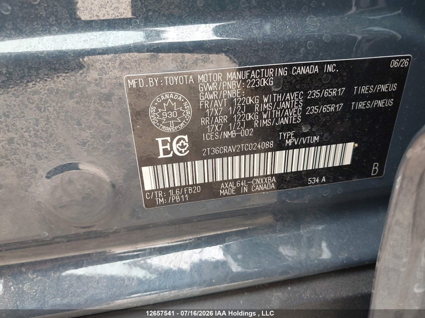 2026 TOYOTA RAV 4 SPORT UTILITY VEHICLE 2.5L I4 N