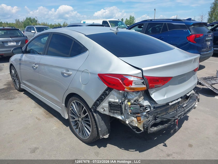 Vin: kmhd04lb6ju460226, lot: 3059823, hyundai elantra sport tech 20183