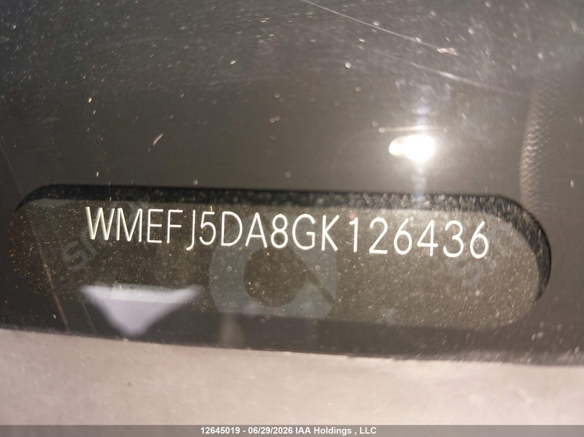2016 Smart Fortwo Passion/Prime/Pure VIN: WMEFJ5DA8GK126436 Lot: 12645019X