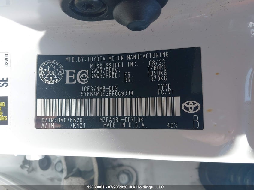 2023 TOYOTA COROLLA SEDAN 2.0L I4 N