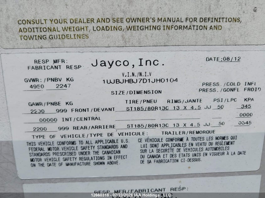 2013 OTHER JAYCO TRAILER N/A