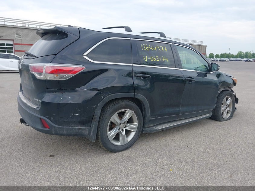 Vin: 5tddkrfh3es063174, lot: 3064625, toyota highlander limited/ltd platnum 20144