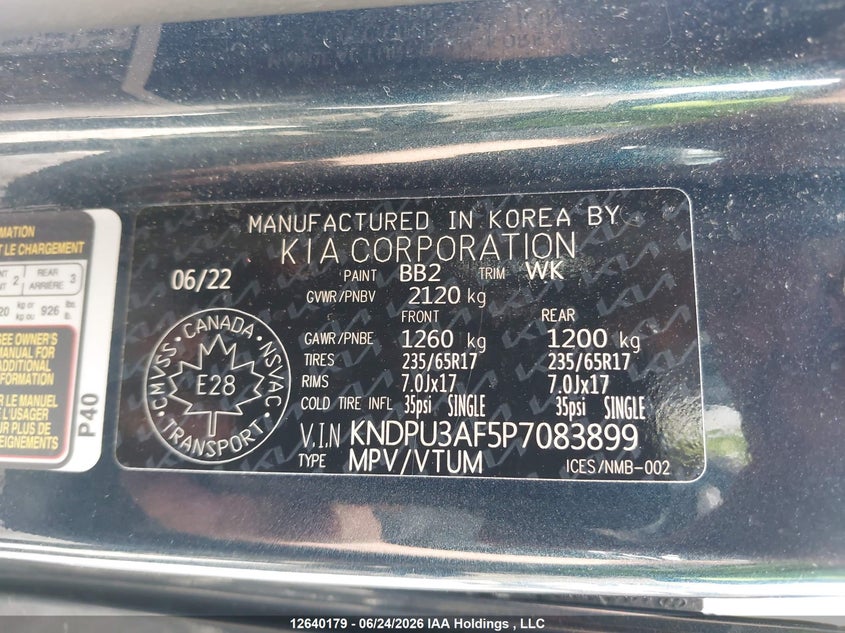 2023 Kia Sportage Lx VIN: KNDPU3AF5P7083899 Lot: 12640179X