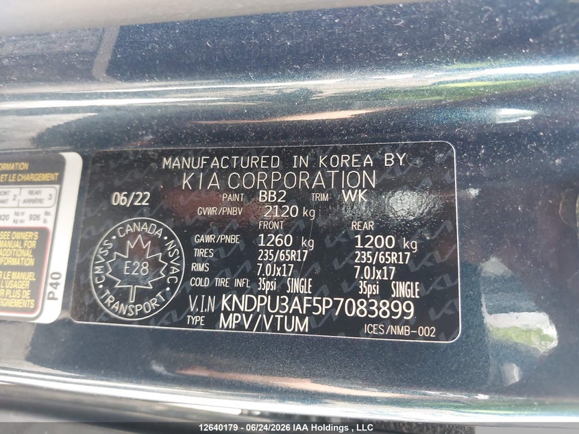 2023 Kia Sportage Lx VIN: KNDPU3AF5P7083899 Lot: 12640179X