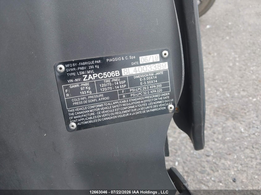 2020 PIAGGIO TYPHOON BIKE N/A