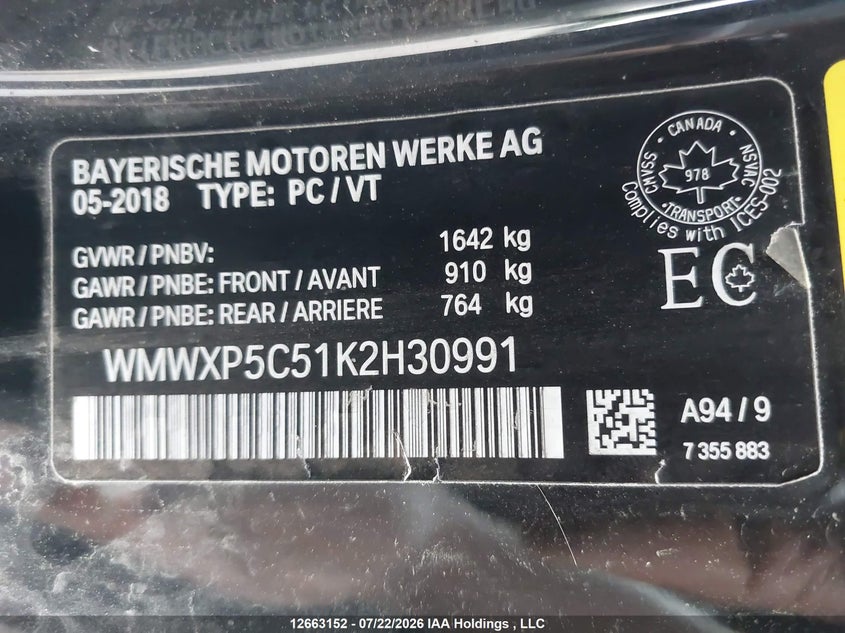 2019 MINI HATCH HATCHBACK 1.5L I-3 DI, DOHC, VVT, TURBO, 134HP