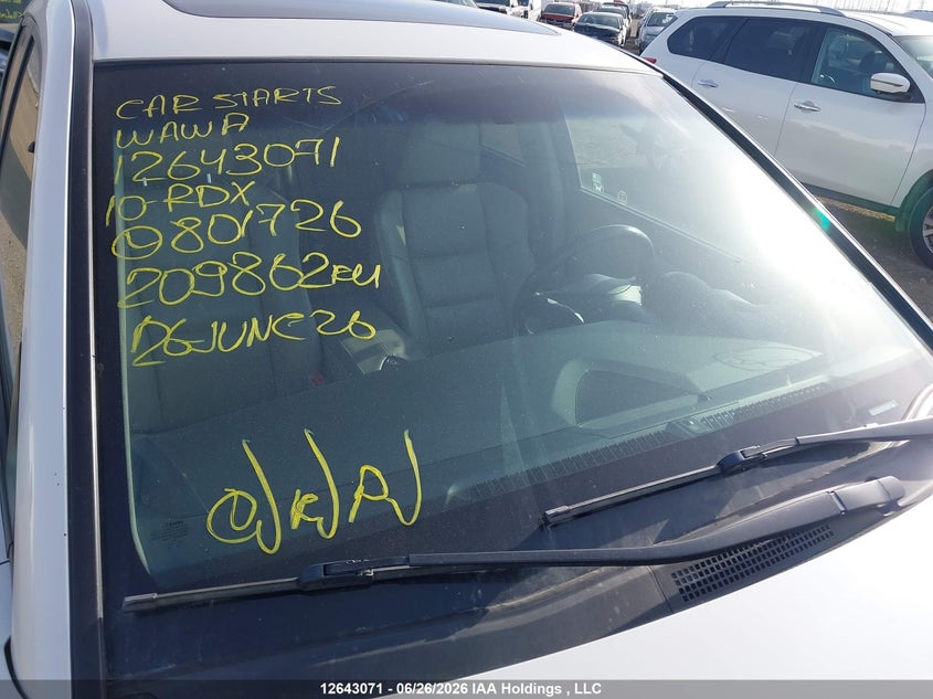 2010 Acura Rdx VIN: 5J8TB1H53AA801726 Lot: 12643071X
