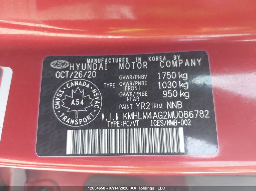 2021 Hyundai Elantra Preferred Ivt VIN: KMHLM4AG2MU086782 Lot: 12654658X