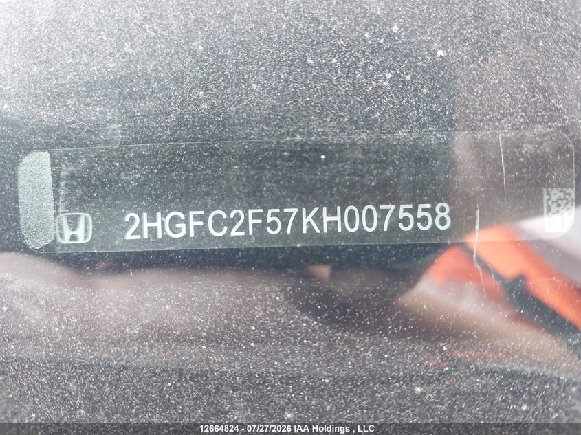 2019 HONDA CIVIC SEDAN 2.0L I4 FI DOHC 16V NF4