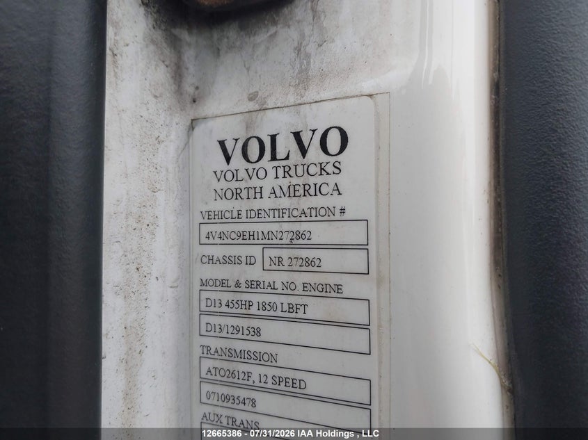 2021 VOLVO VN L TRUCK 12.8L 6