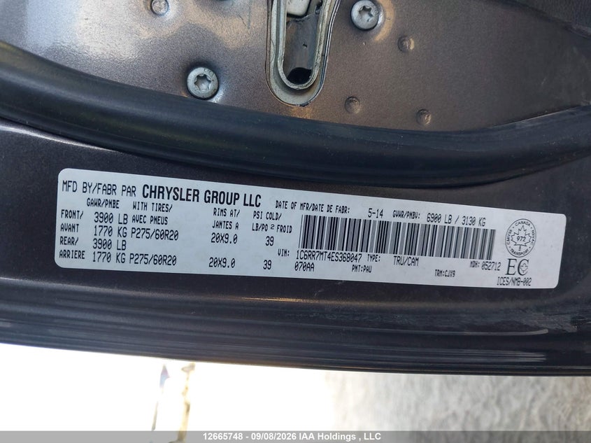 2014 RAM 1500 PICKUP 5.7L V-8 VVT, 395HP