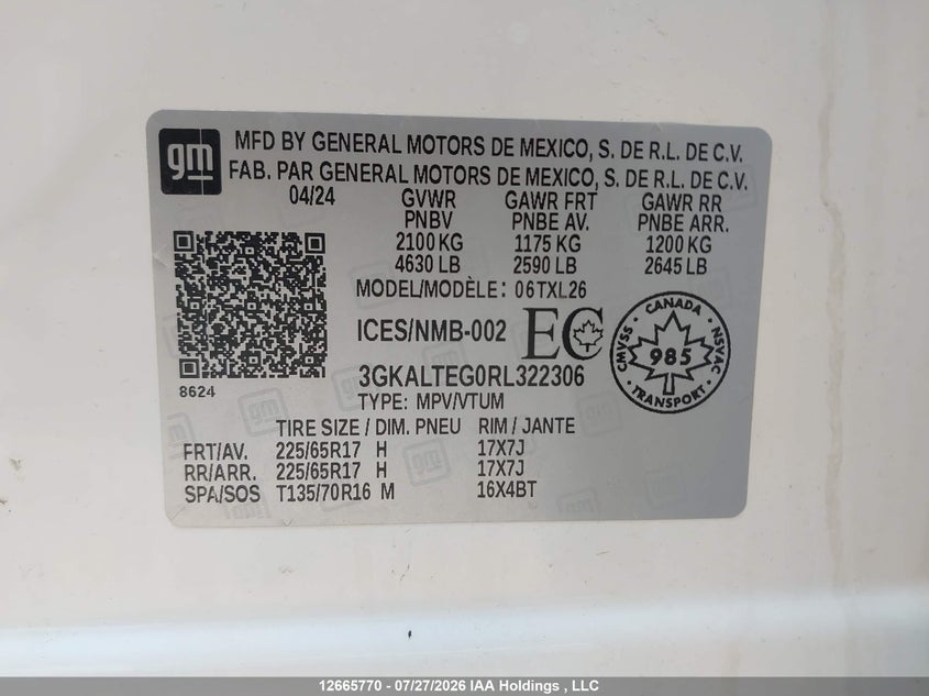 2024 GMC TERRAIN SPORT UTILITY VEHICLE 1.5L I-4 DI, DOHC, VVT, TURBO, 175HP