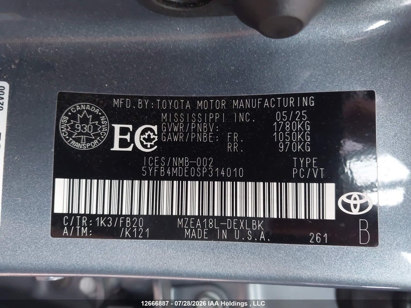 2025 TOYOTA COROLLA SEDAN 2.0L I-4 DI, DOHC, VVT, 169HP