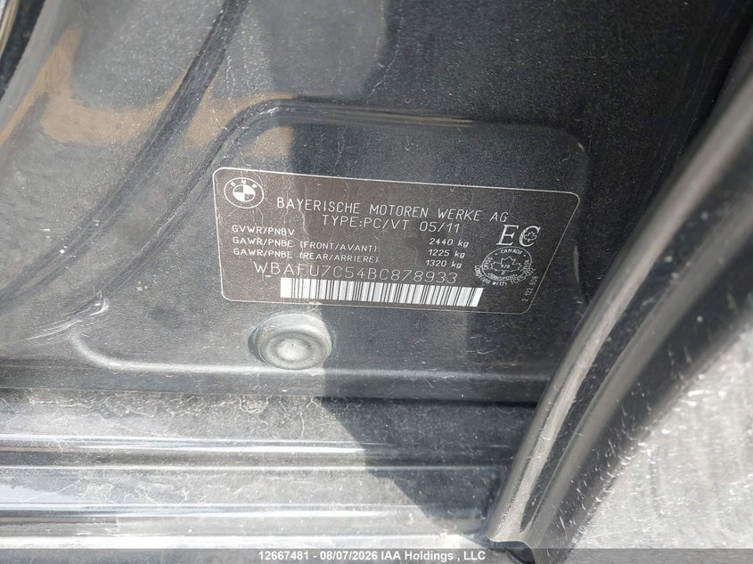 2011 BMW 5ER SEDAN 3.0L I-6 DI, DOHC, VVT, TURBO, 300HP