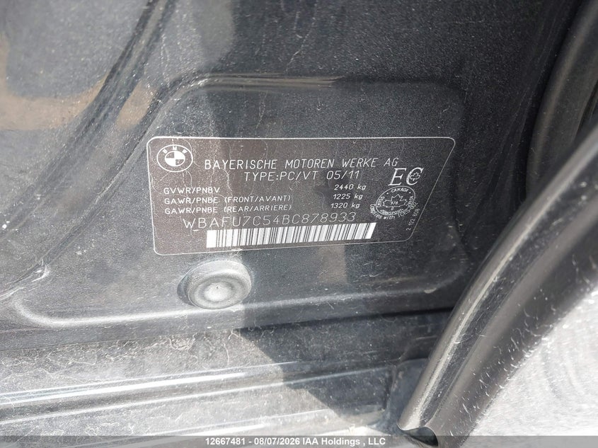 2011 BMW 5ER SEDAN 3.0L I-6 DI, DOHC, VVT, TURBO, 300HP