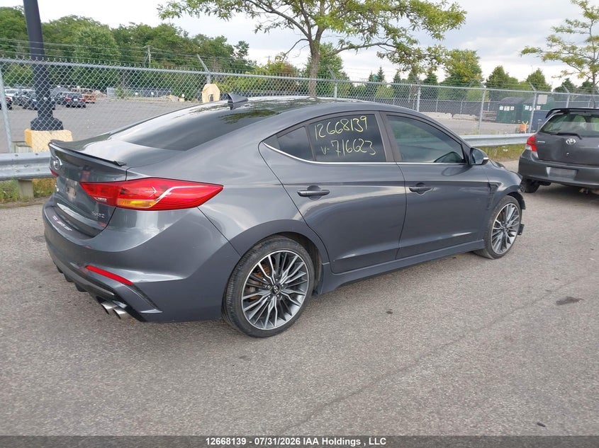 Vin: kmhd04lb4ju716623, lot: 3070957, hyundai elantra sport 20184