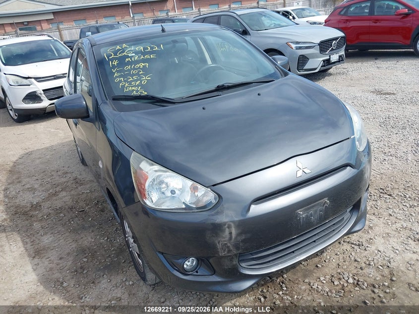 2014 Mitsubishi Mirage Es, Front, IAAI, VIN ML32A4HJXEH011089