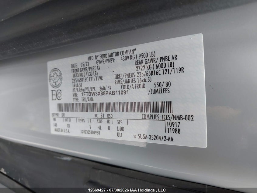 2023 FORD TRANSIT VAN 3.5L V-6 DI, DOHC, VVT, 275HP
