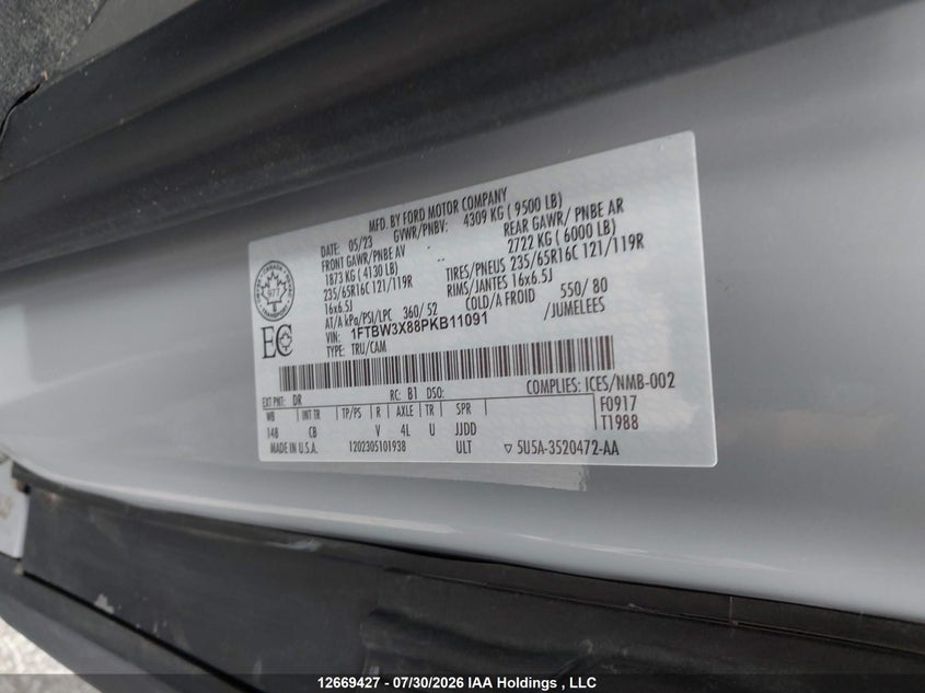2023 FORD TRANSIT VAN 3.5L V-6 DI, DOHC, VVT, 275HP