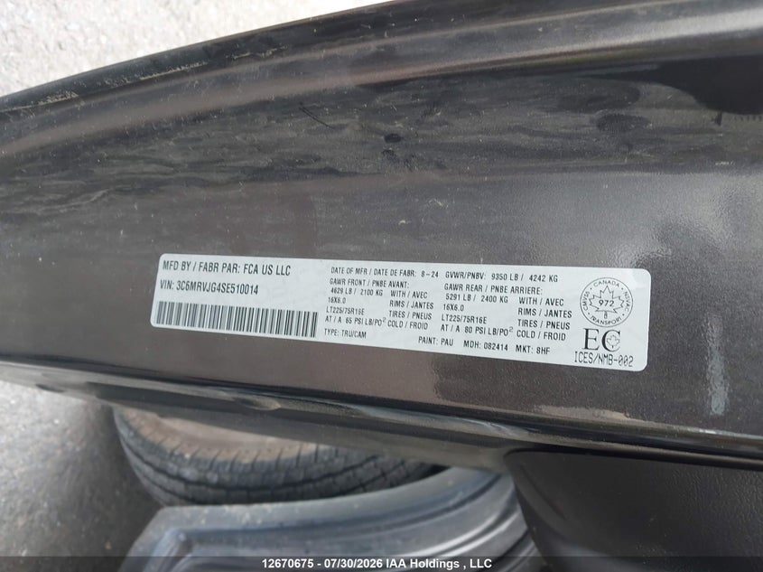 2025 RAM RAM PROMASTER 3500 3500 HIGH VAN 3.6L V6 N